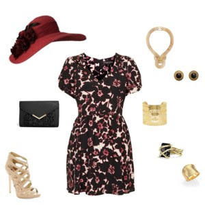 Steeplechase Style Topshop Floral Tea Dress with Hat