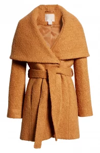 Wool Blend Bouclé Wrap Coat Winter Styling Tips Winter Coat Ideas