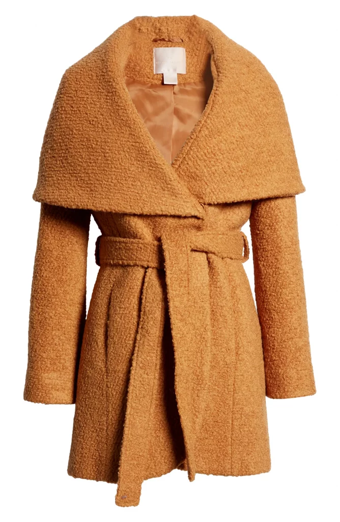 Wool Blend Bouclé Wrap Coat Winter Styling Tips Winter Coat Ideas