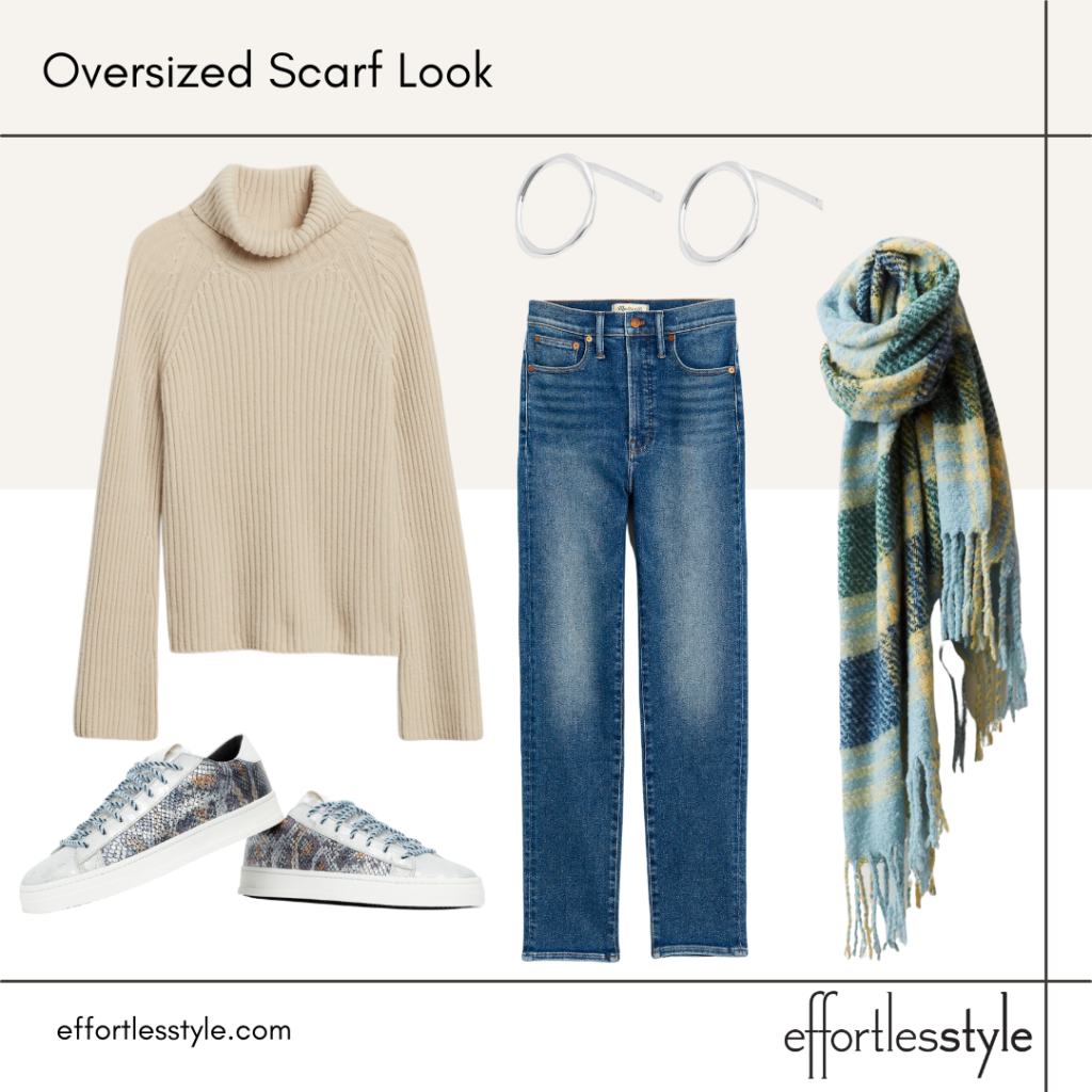 How to Wear an Oversized Scarf Winter Sweater & Scarf Outfit 
