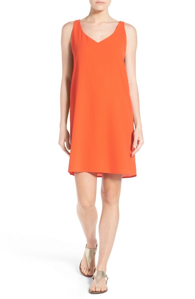 Gameday Style What to Wear to Football Games Halogen Double V-Neck Shift Dress