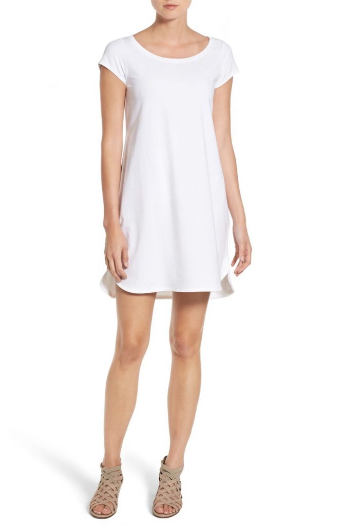 Gameday Style What to Wear to Football Games Eileen Fisher Stretch Cotton Ballet Neck Shift Dress 