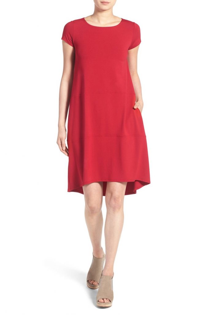 Gameday Style What to Wear to Football Games Eileen Fisher Bateau Neck Cap Sleeve Dress