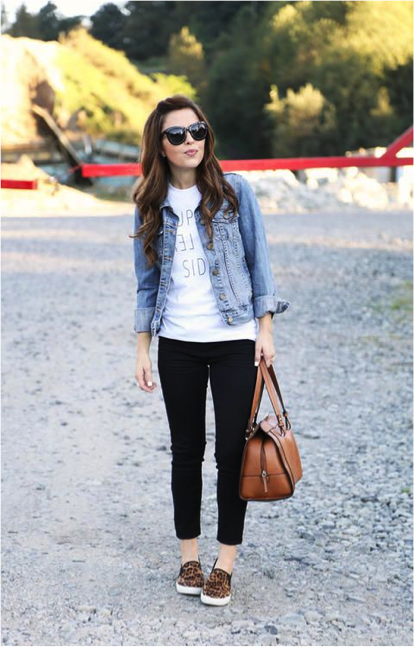 how to wear a graphic tee. graphic tee paired with jeans and a denim jacket