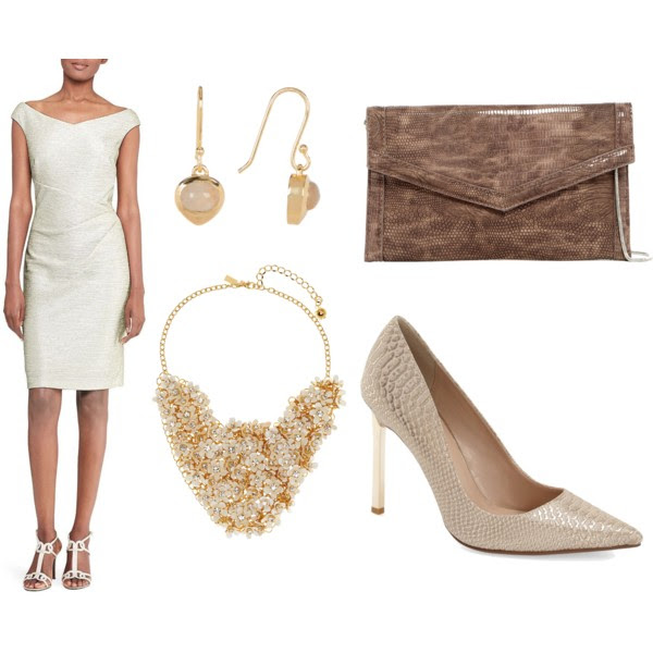New Year's Eve Outfit Ideas: Classic Dress + Metallic Accessories