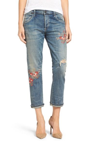 Spring 2017 Trends Florals Citizens of Humanity 'Emerson' Floral Embroidered Slim Boyfriend Jeans