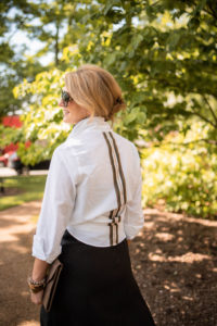 Summer Layers White Button Down layered over a dress