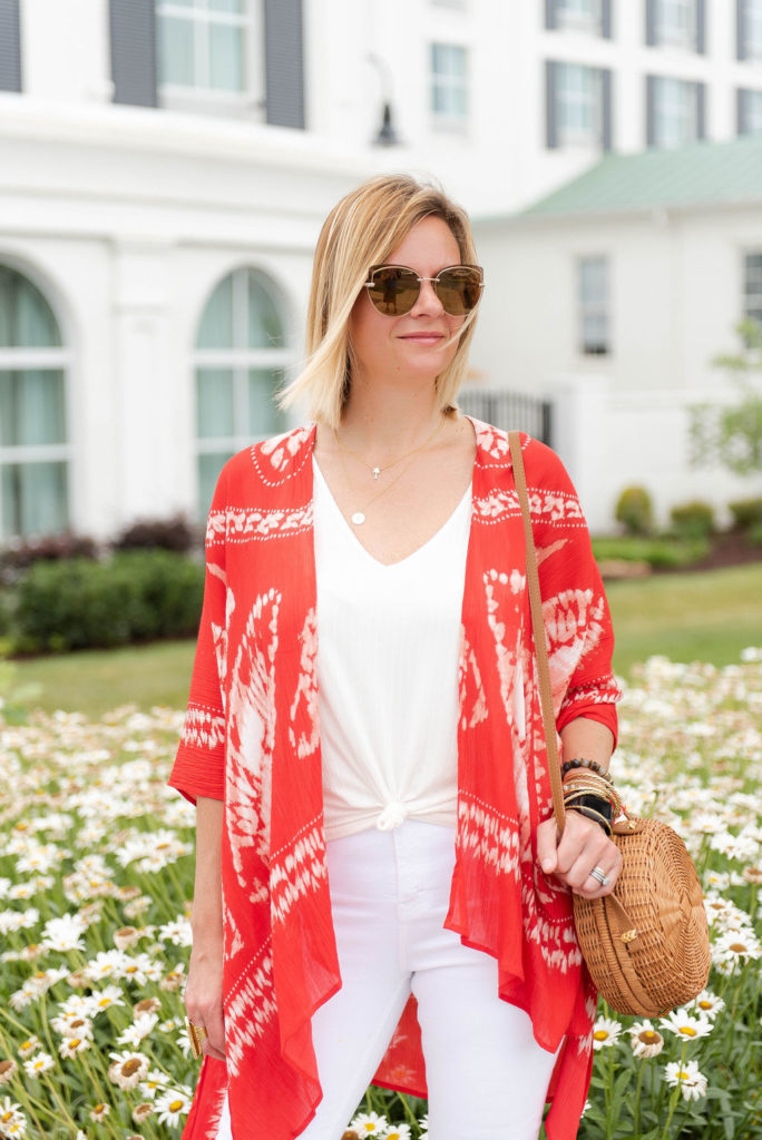 Shades of Coral Coral Kimono Outfit