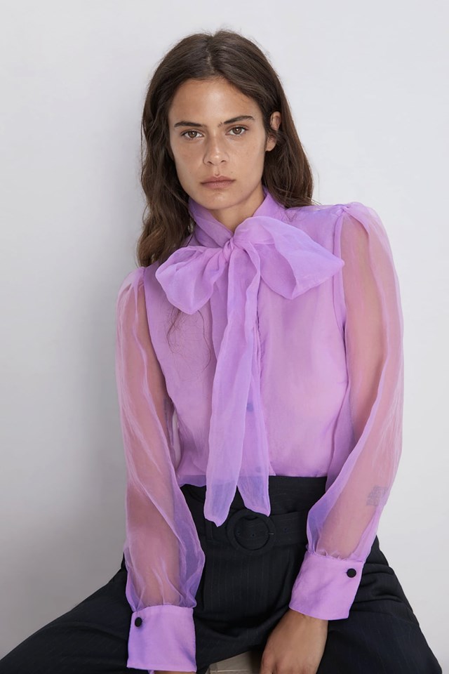Bow Details Zara ORGANZA BLOUSE WITH TIE