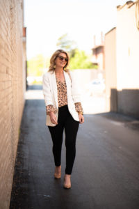 White Blazers in Fall with Leopard Print