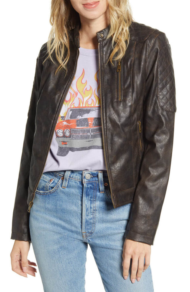faux leather racer jacket