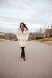 Nashville Stylist Emily Goodin White Puffer Coat