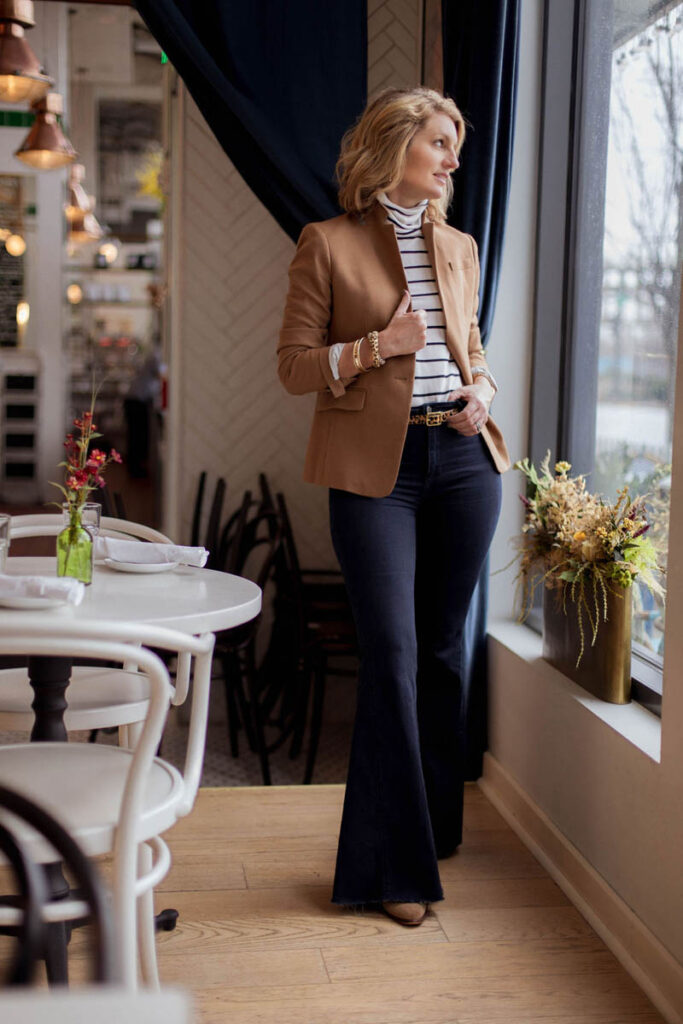 Camel Blazer and Jeans Look