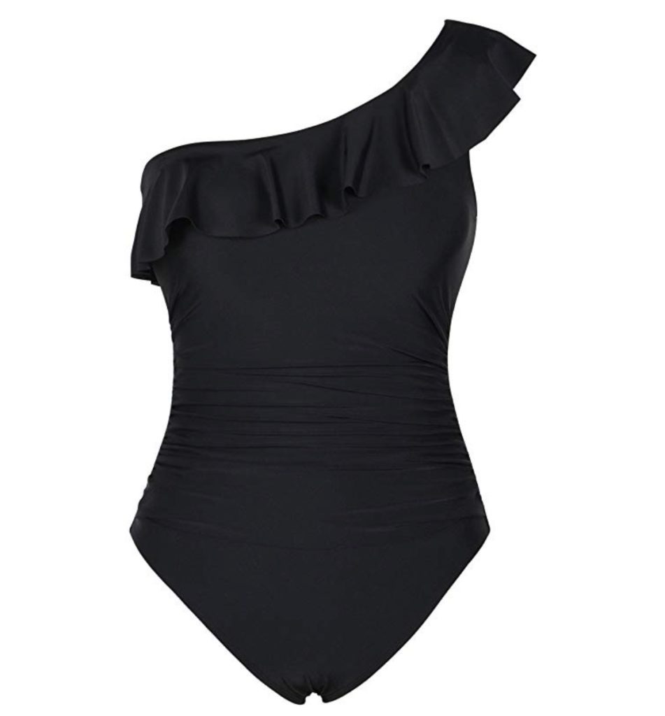Amazon Fashion Favorites One Shoulder Asymmetric Ruffle Swimsuit