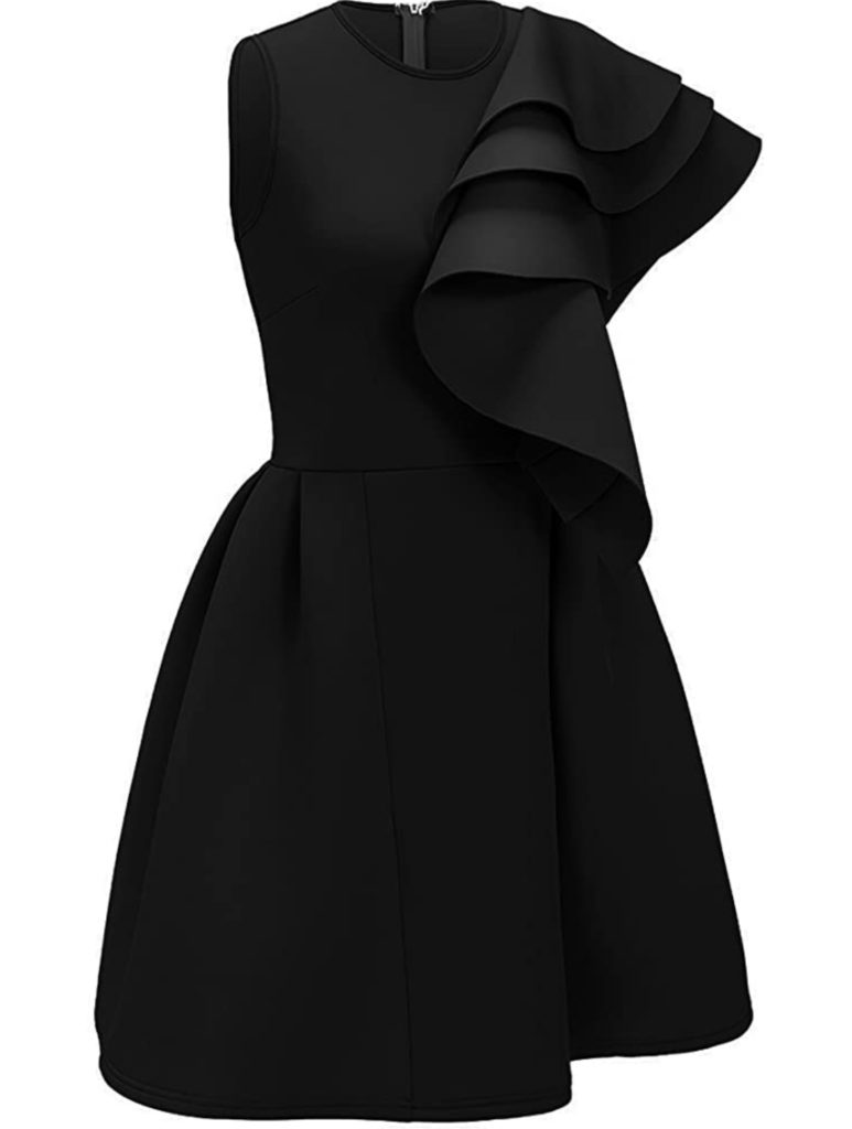 Amazon Fashion Favorites Black Ruffle One Shoulder Evening Dress