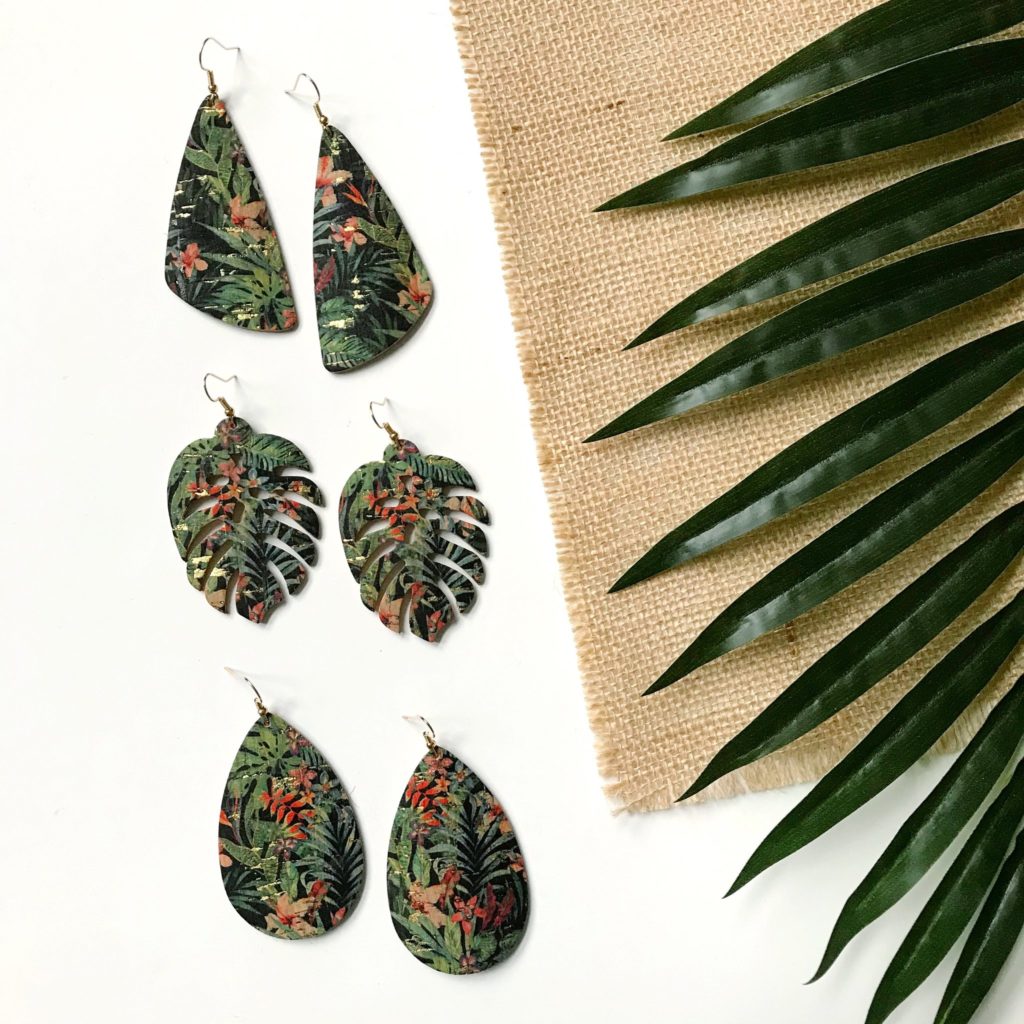 Tropical Palm Leather Earrings