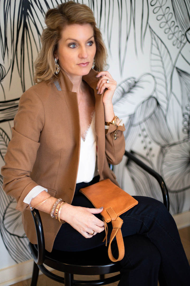 What to Wear on Video Conference Calls Blazer and Simple Cami Look