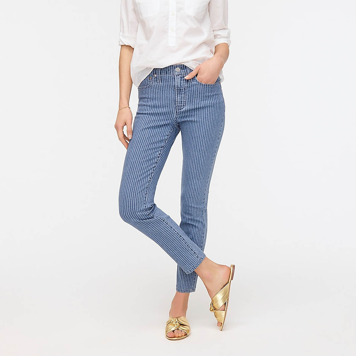 March Must-Haves high-rise pinstripe toothpick jean