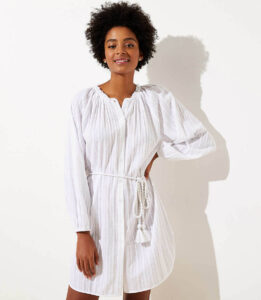 Shopping at LOFT BEACH STRIPED ROPE BELTED SWIMSUIT COVERUP