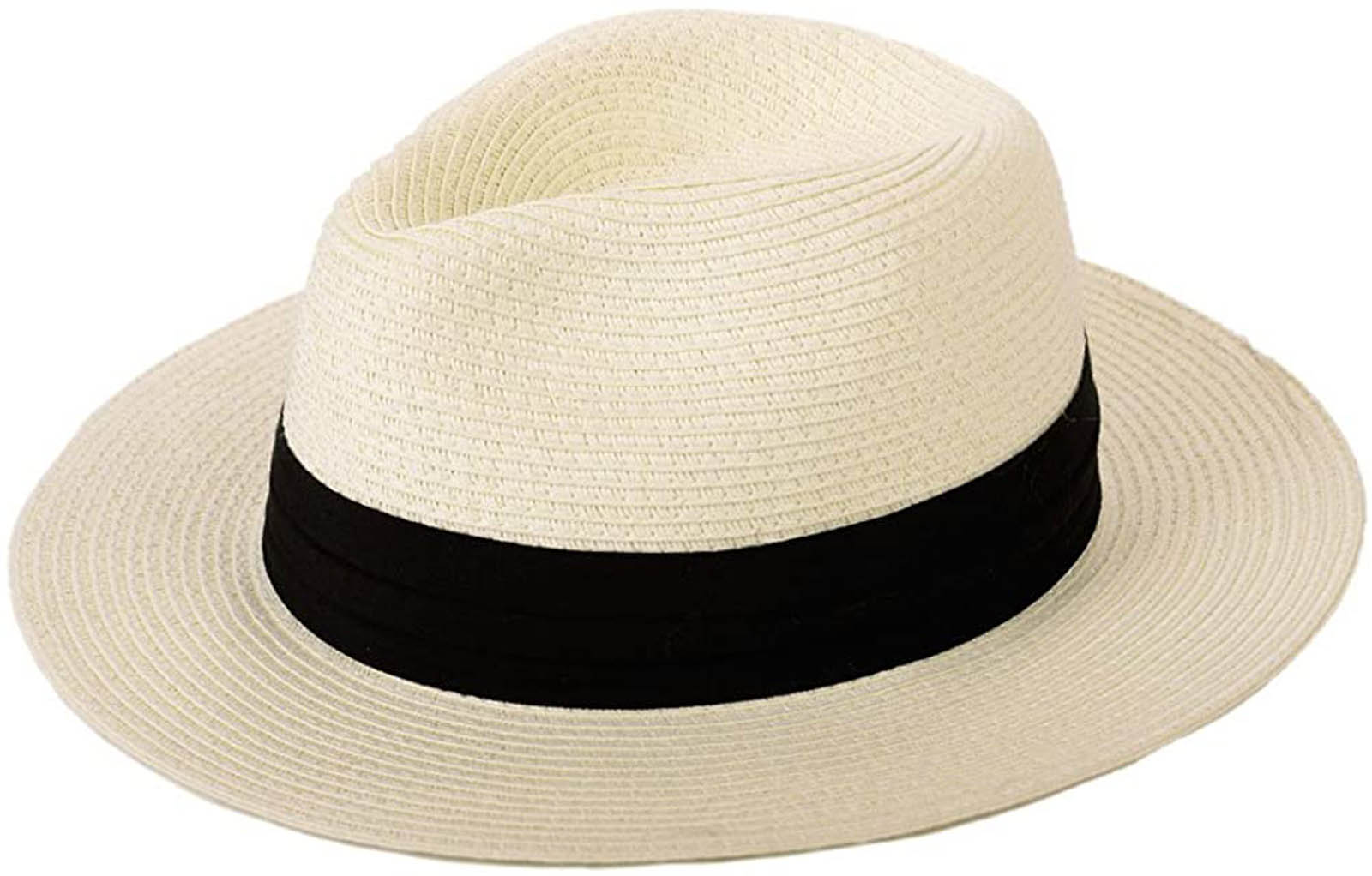 Panama Straw Hats Womens Summer Wide Brim Fedora 