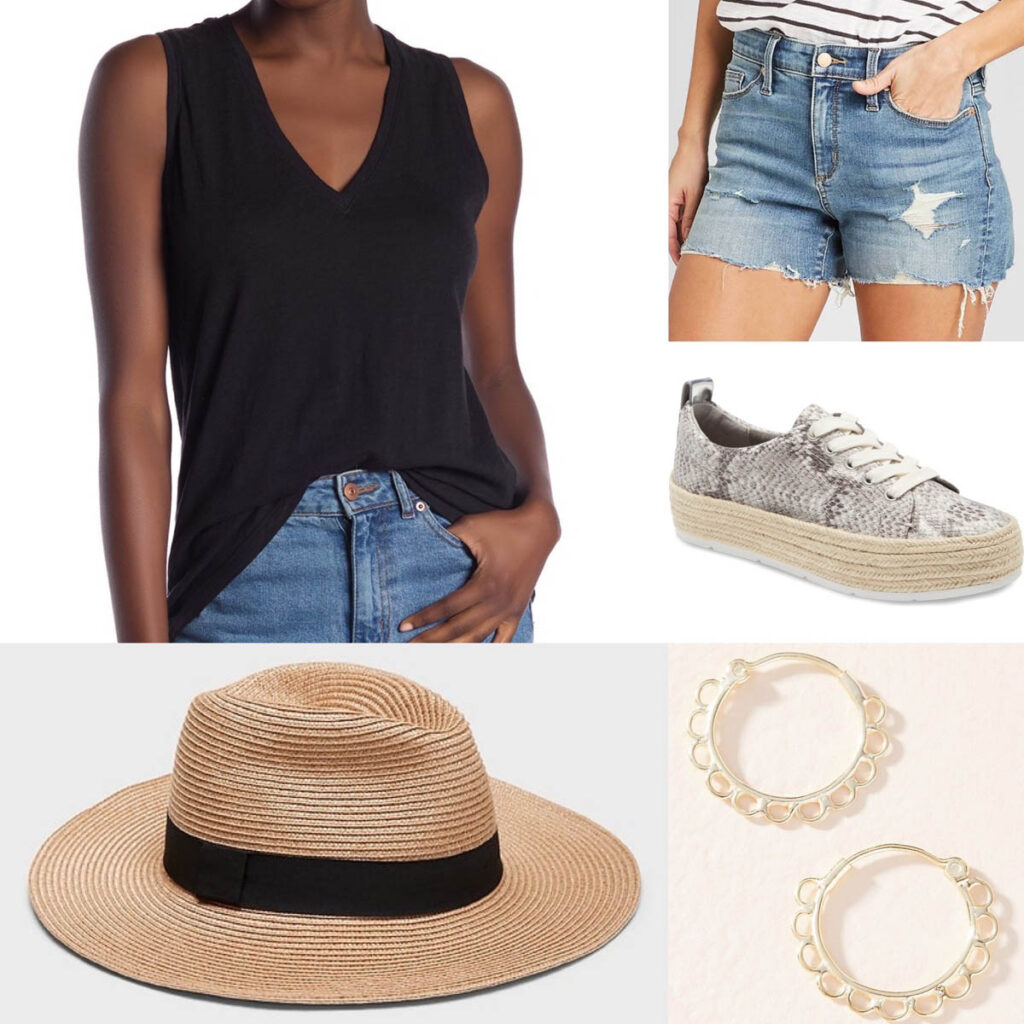 How to wear a hat. Pair with a basic tank and denim shorts and fun sneakers