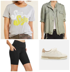The Biker Shorts Trend styled with a fun summer windbreaker
