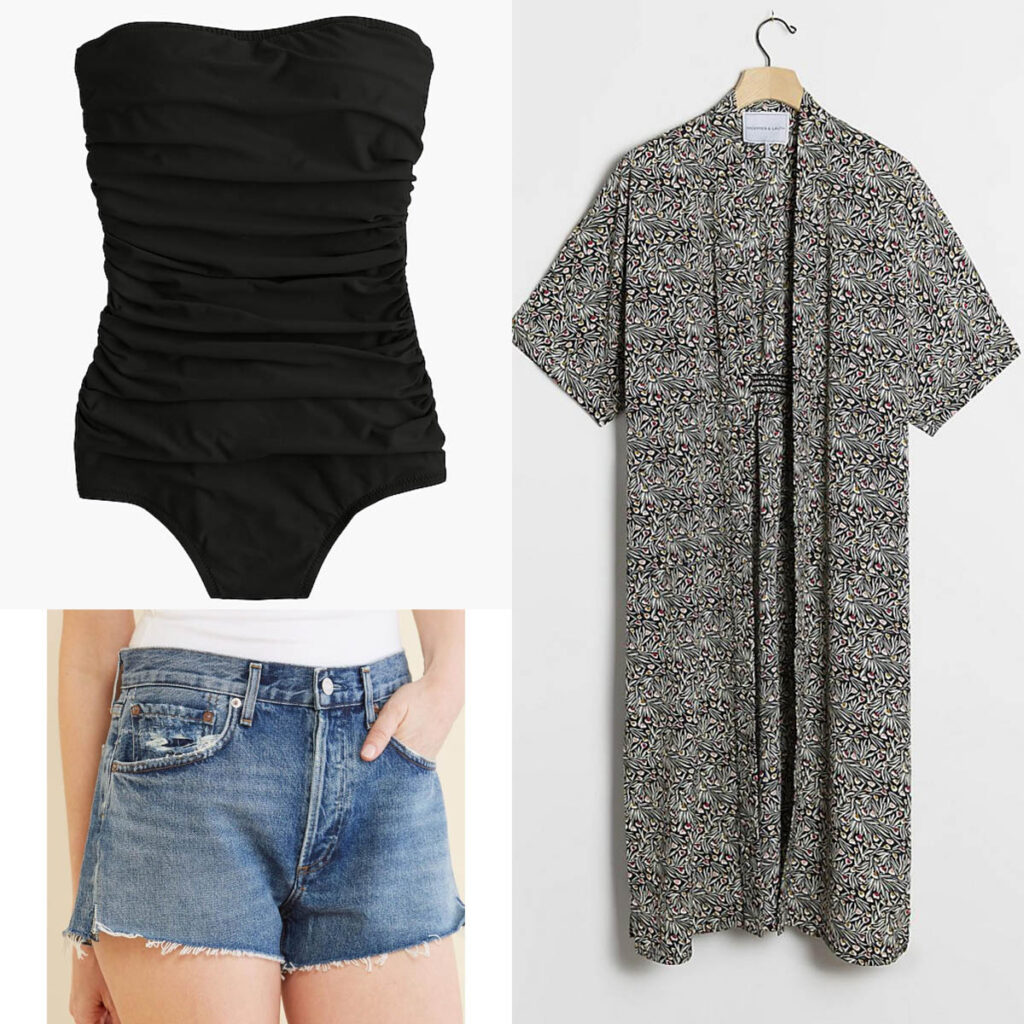 Bandeau Swimsuit and Kimono Cover UP