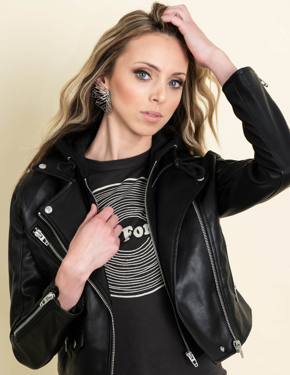 Black Moto Jacket look with statement accessories