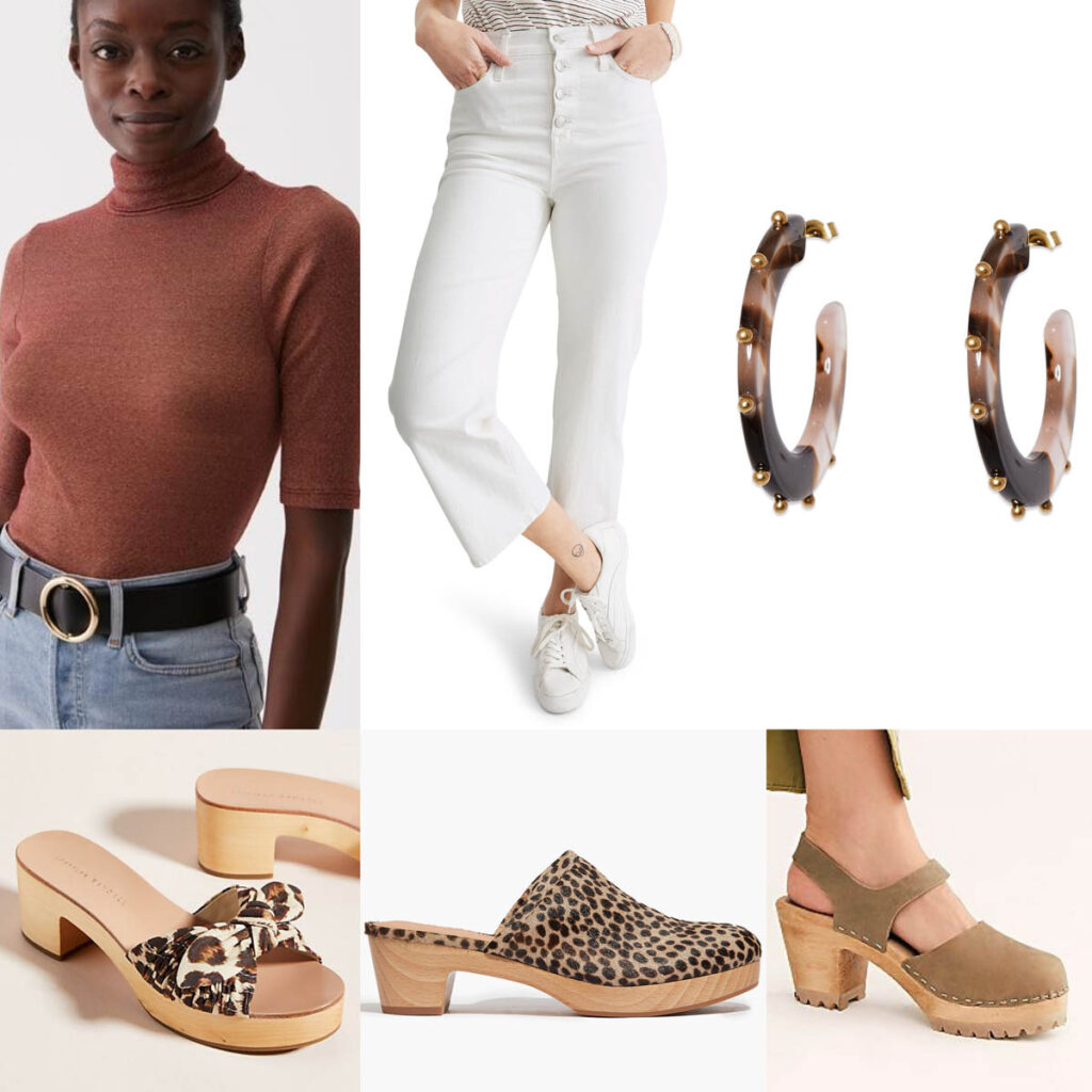 Clogs paired with White Jeans look
