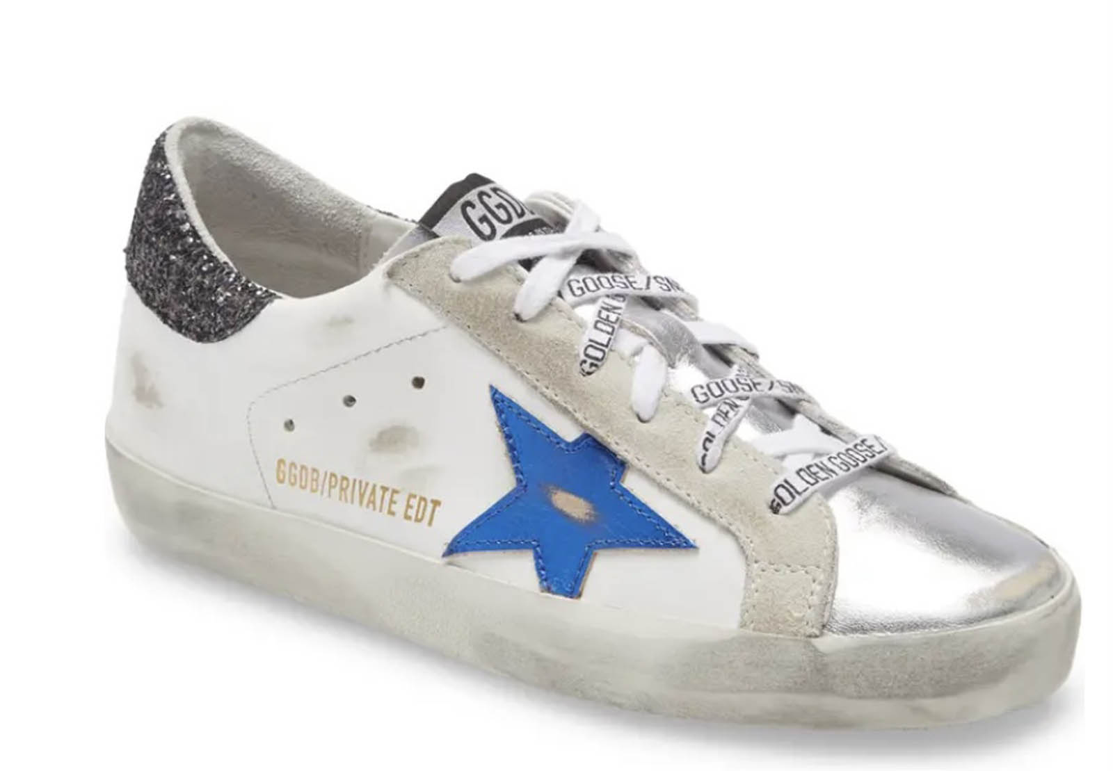 Women's White & Blue Golden Goose Super-Star Sneaker