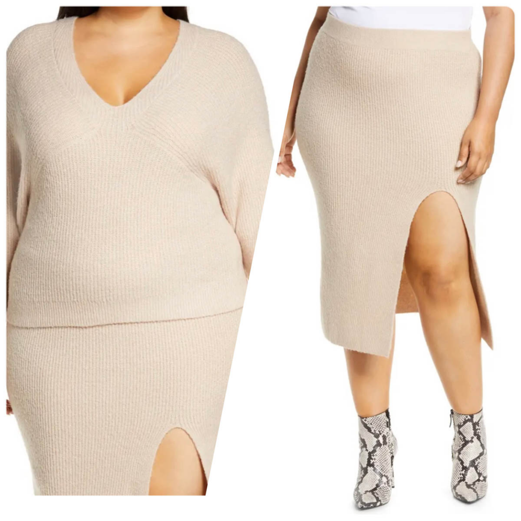 Leith Plus Size Matching Sweater & Skirt Set