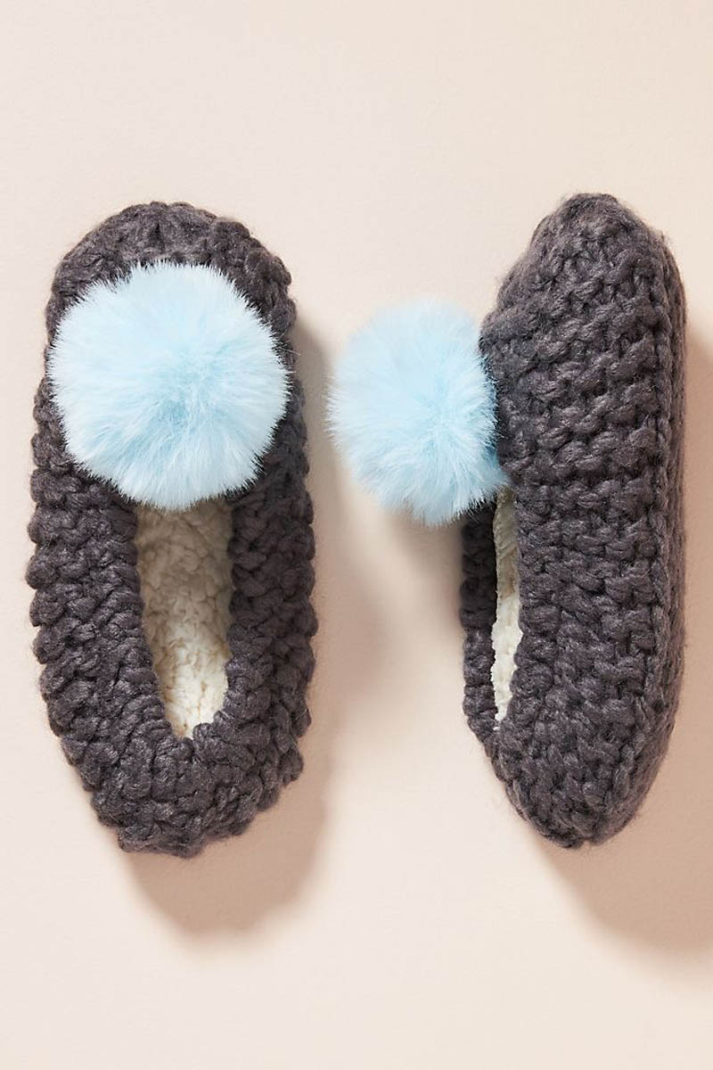 Holiday Gift Ideas for Her Pom Knit Slippers