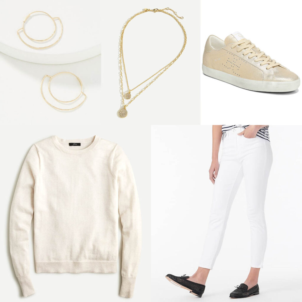 Monochromatic Casual Look Winter White Head to Toe Outfit for a Casual New Year's Eve Gathering