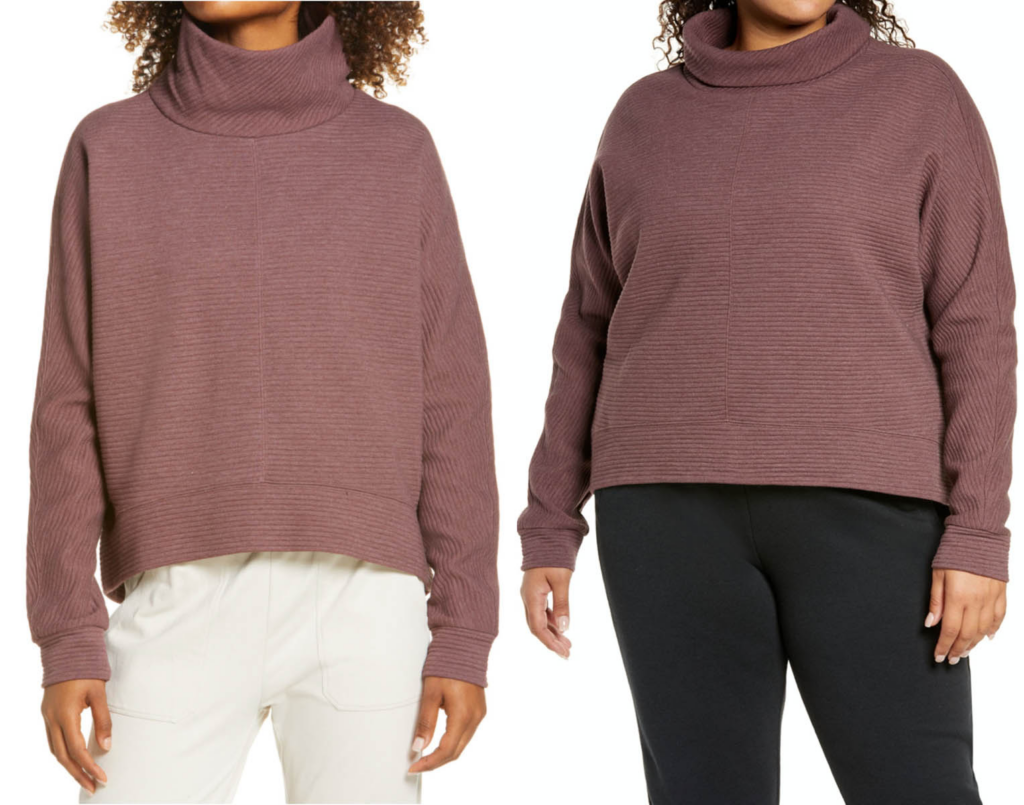 Women's Holiday Basic Ribbed Funnel Neck Pullover