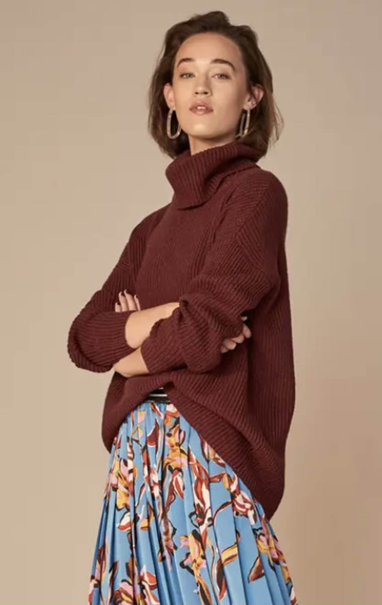 Women's Oversized Turtleneck Tunic Sweater