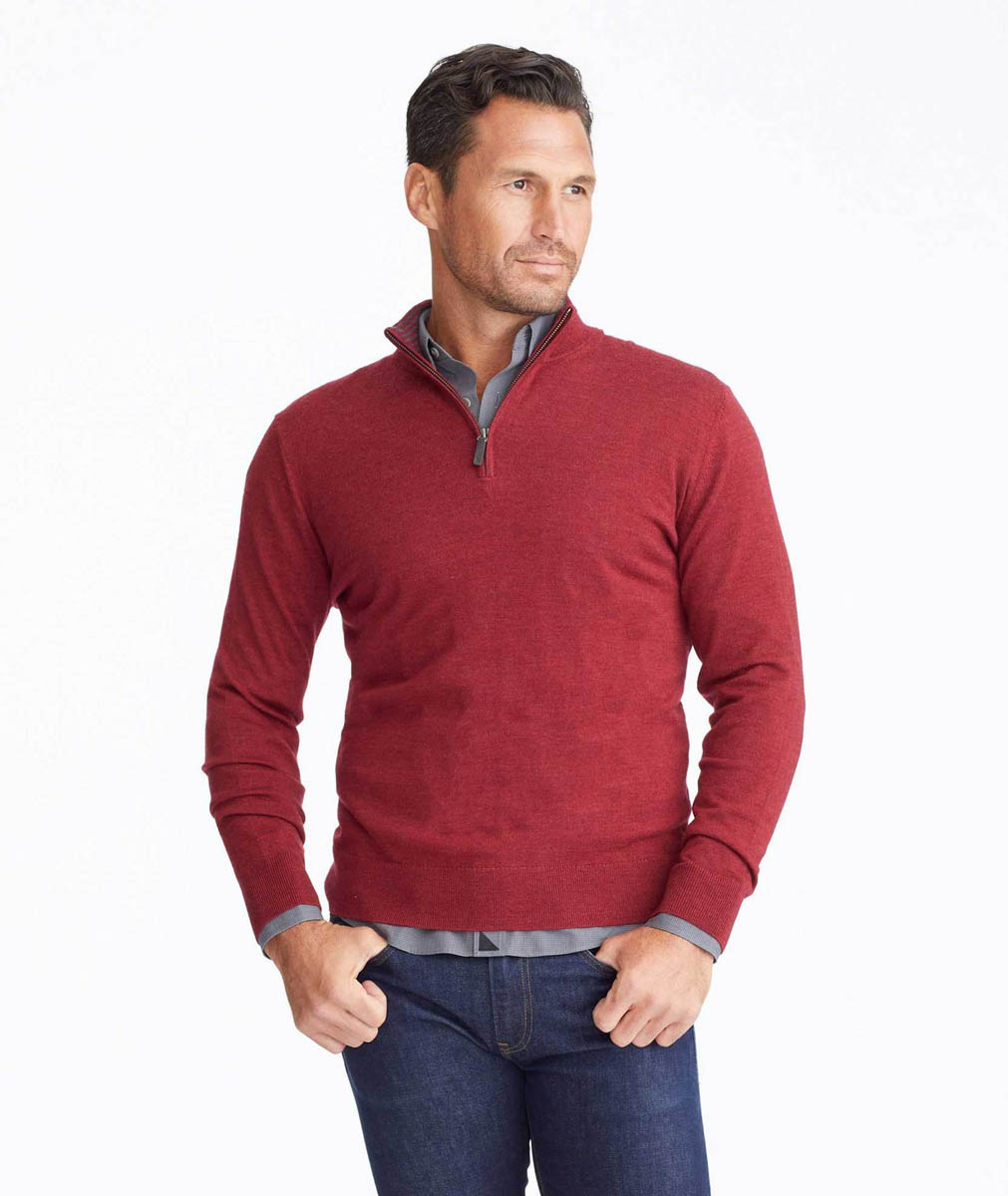 Holiday Gifting for Men Merino Wool Quarter Zip Pullover