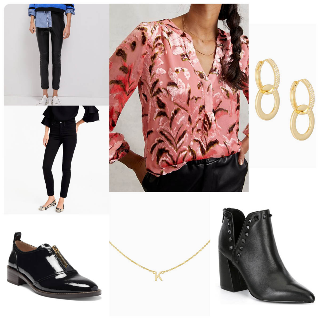 Casual Holiday at Home Look Festive Blouse and Black Jeans Outfit