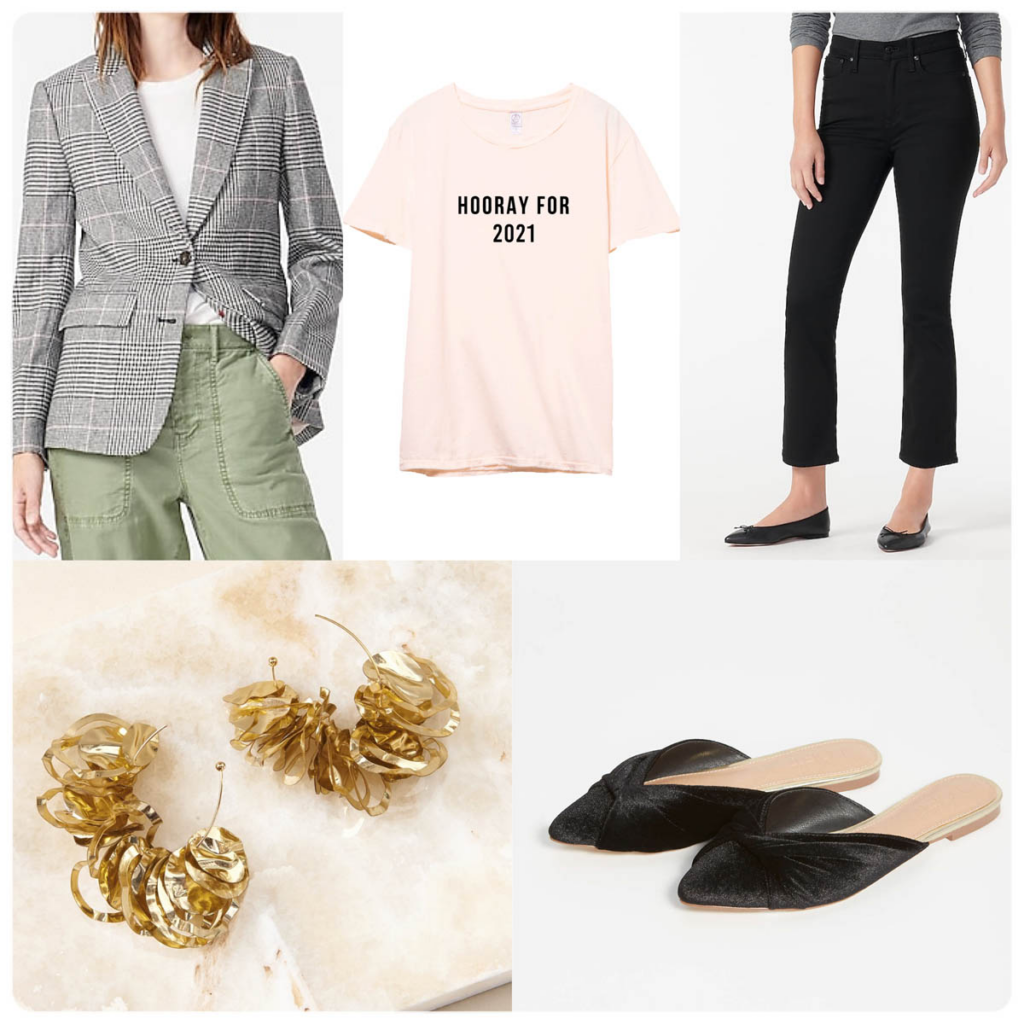 Holiday Lunch Outfit Ideas Blazer and Graphic Tee Look for Lunch with your Girlfriends
