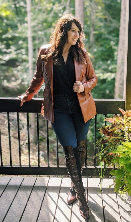 How to Wear Over the Knee Boots Nashville Stylist Emily Goodin Over the Knee Boots and Jeans Look for Fall
