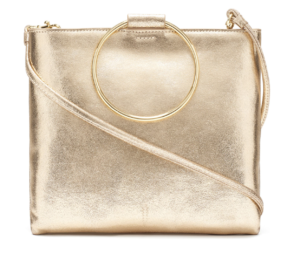January Favorites Vintage Gold Metallic Leather Ring Handle Crossbody Bag
