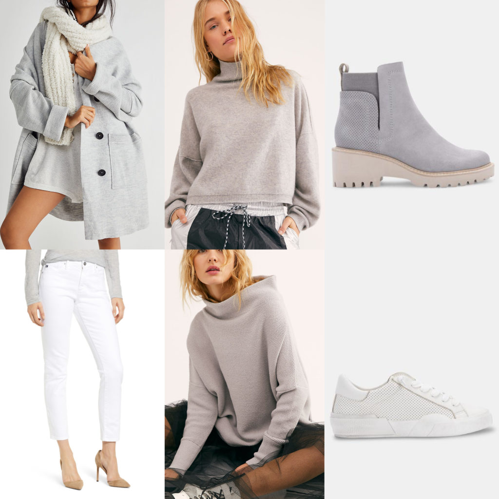 Monochromatic Looks for Winter Grey and White Outfit