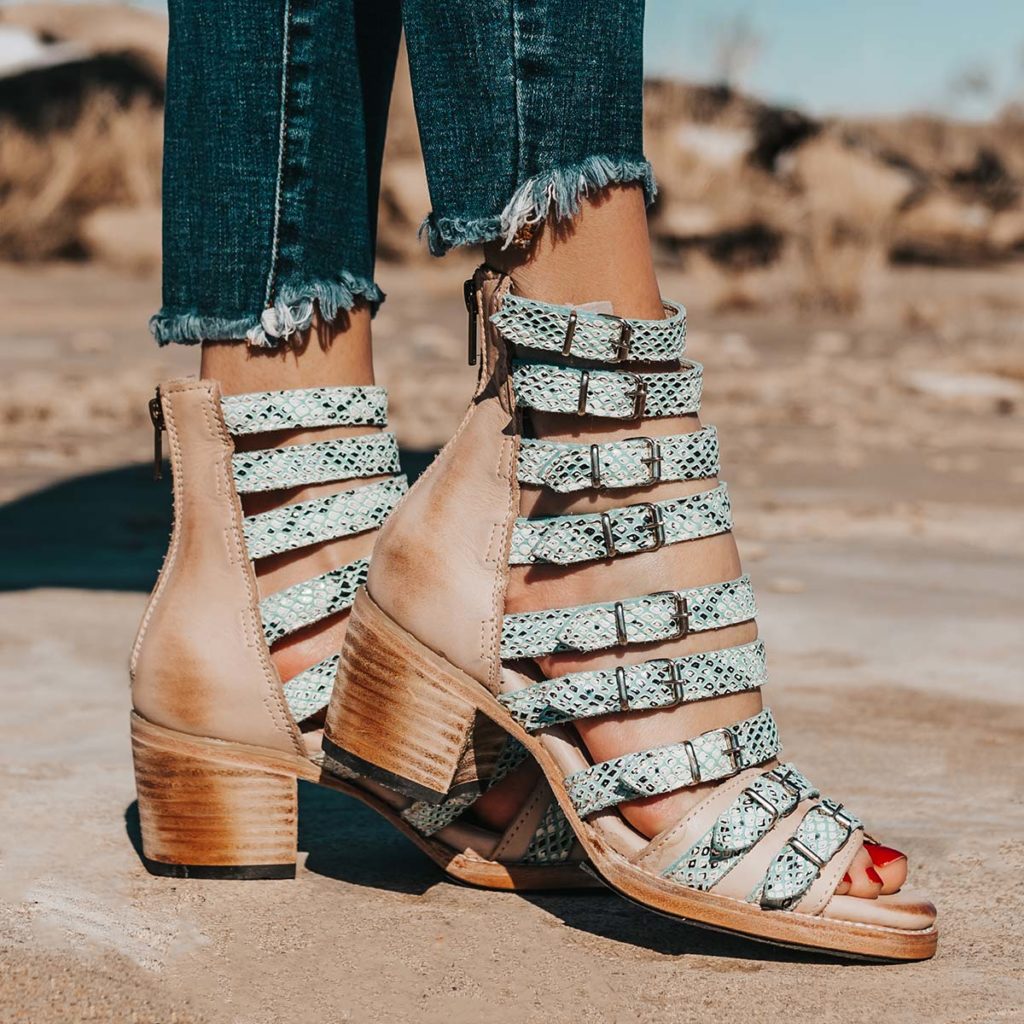 Edgy Sandals Strappy Buckle Heeled Sandals