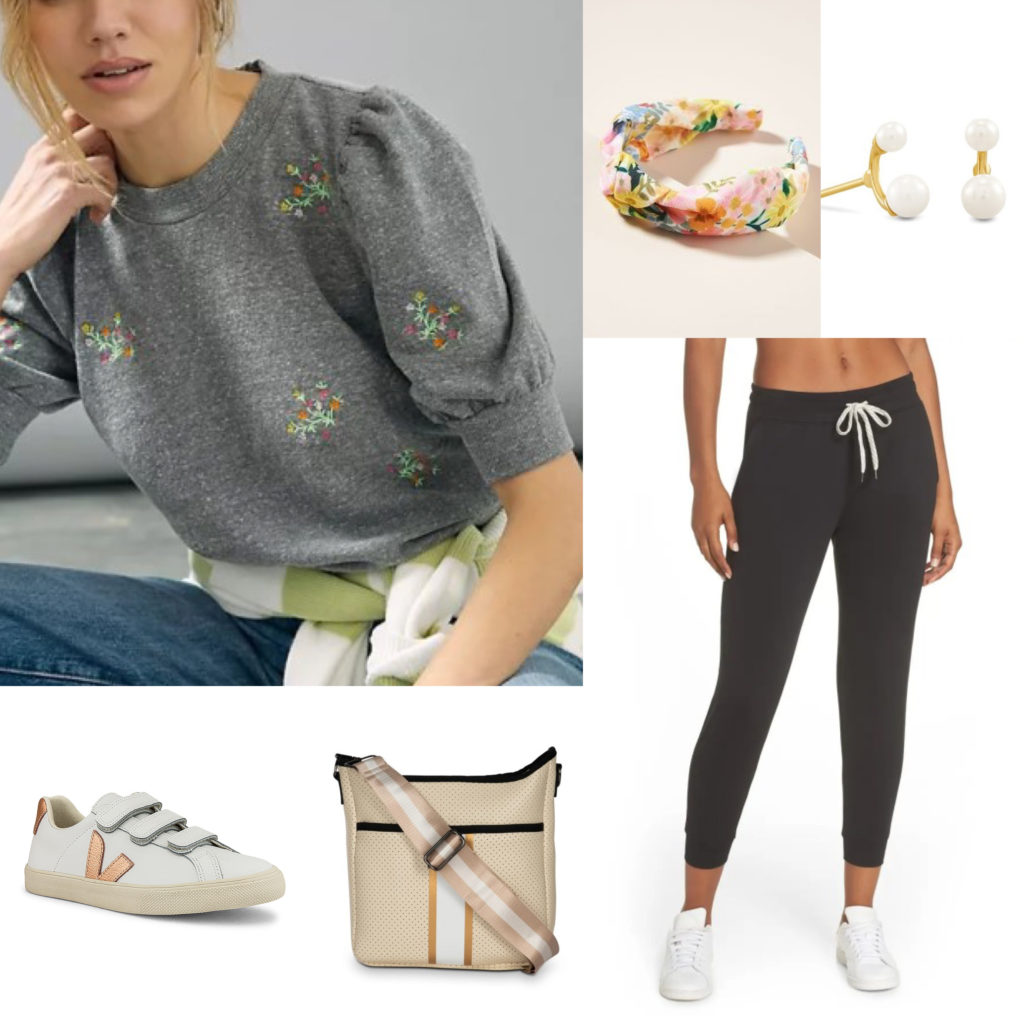 How to Wear Joggers Puff Sleeve Pullover and Joggers Look