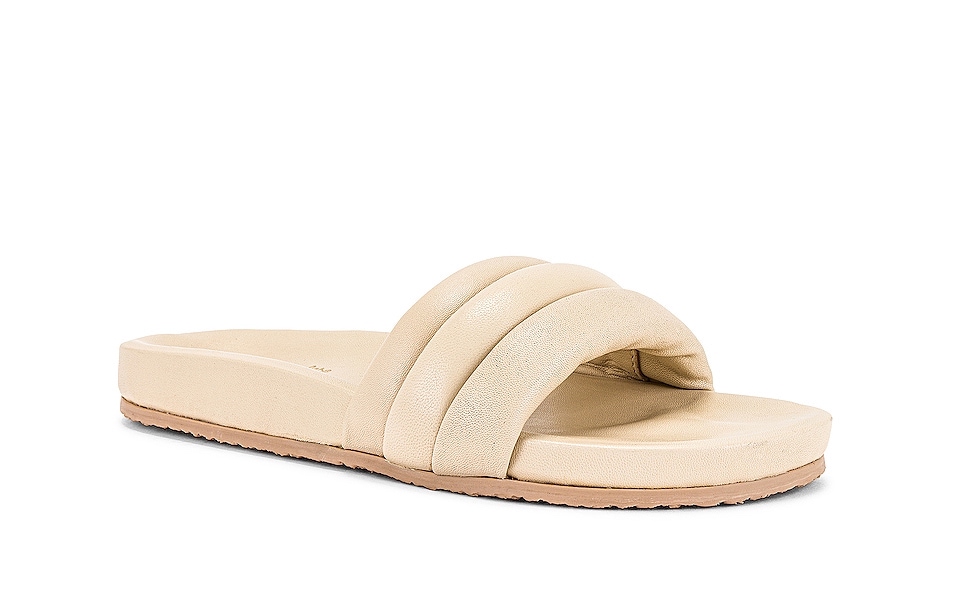 Low Key Ivory Leather Puff Slide Sandal