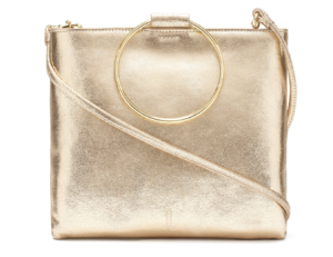 February Favorites Vintage Gold Leather Ring Handle Crossbody Bag