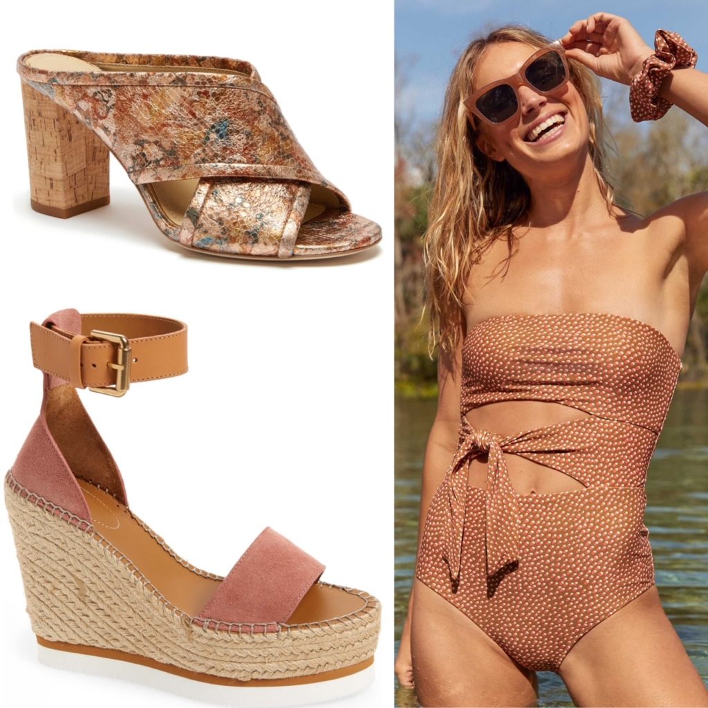 The color of the season Terracotta Slides Dark Pink Wedges 