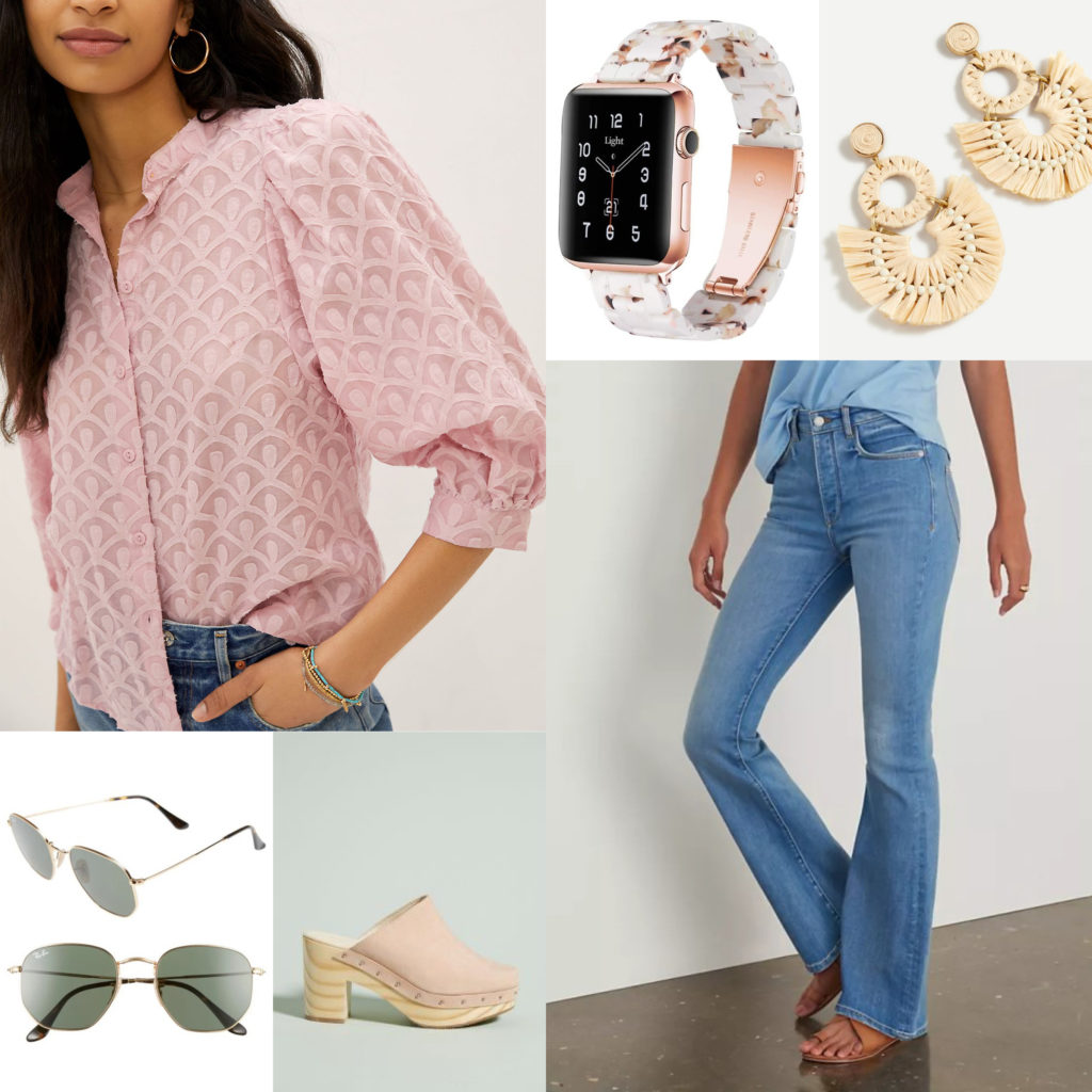 How to Wear Flare Jeans Feminine Spring Blouse and Flared Denim Look