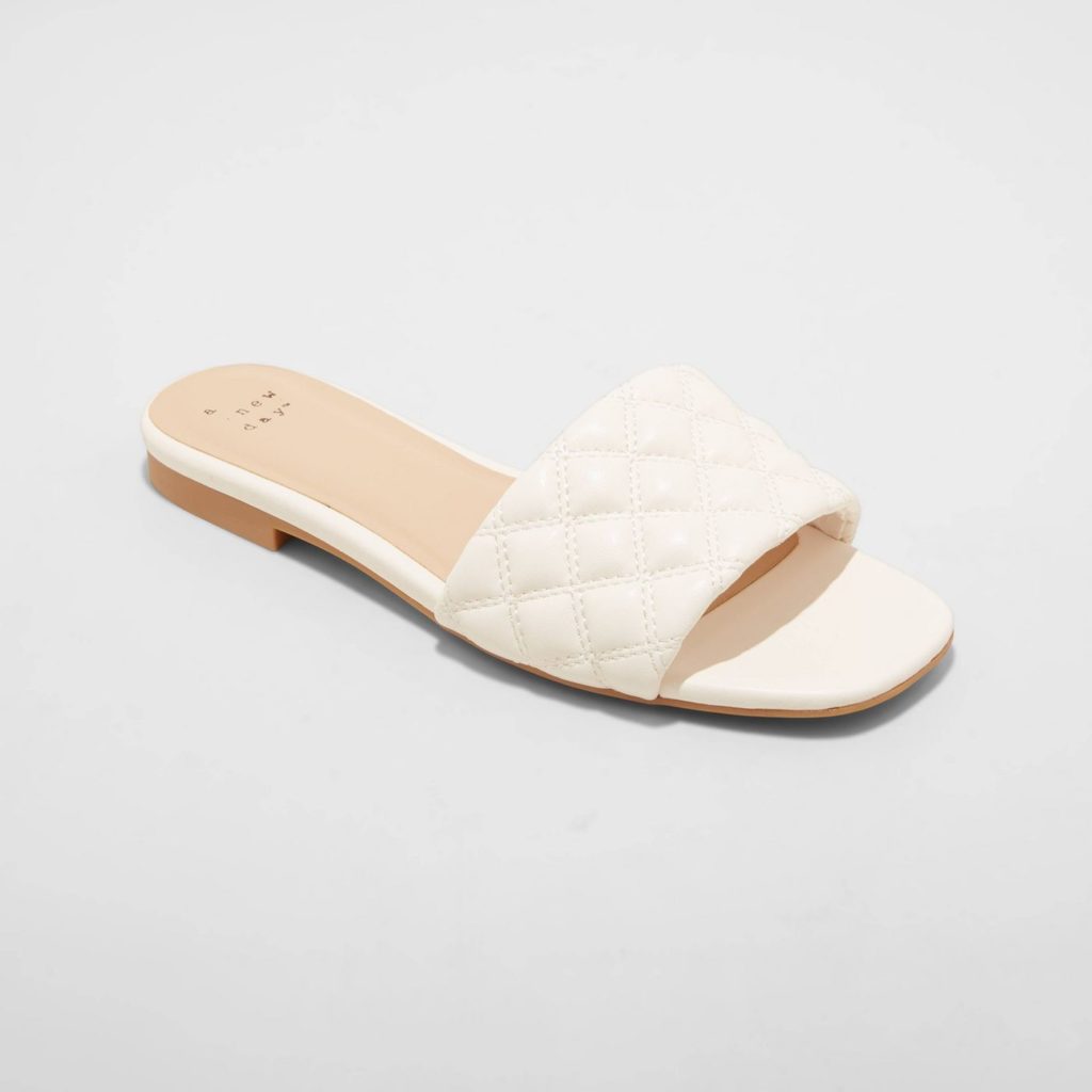 Women's Summer Sandals Black Quilted Slide Sandals White Summer Sandal