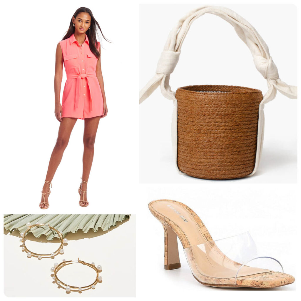 Summertime Look Romper and Clear Slide Sandals Summer Accessories