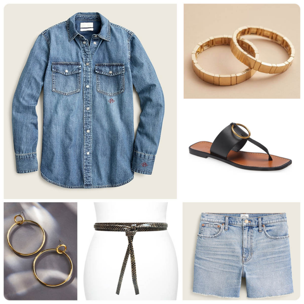 How to Pull off Denim-On-Denim Looks Chambray Shirt and Denim Shorts